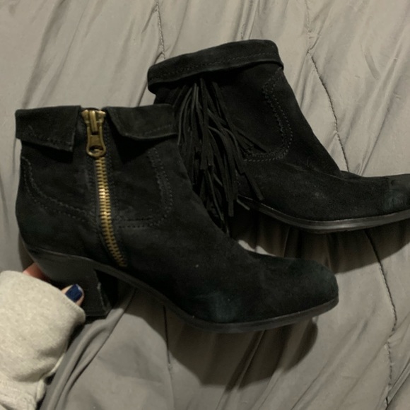 Black Booties w/ Fringe - Picture 2 of 4